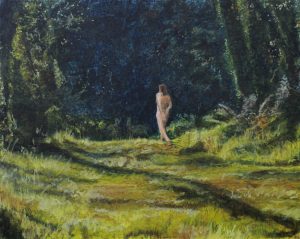 Faire des Ricochets dans l’eau et faire mouche<br />2024, 72 x 93 cm, huile sur toile