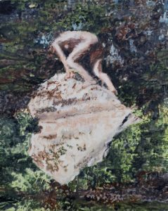 La blessure qui fait rêver, où la transe ascensionnelle des pulsions éphémérides<br />2023, 50 x 40 cm huile sur toile
