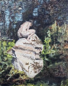 Le baiser Volé où l’invitation usurpée du cabotin dans l’histrionisme<br />2023, 50 x 40 cm huile sur toile
