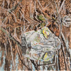 Vénus Hottentote dormante sur le reflet des arbres<br />2018, 30 x 30 cm, huile sur toile
Collection particulière