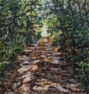 Suivre le lapin<br />2022, 38 x 46 cm Huile sur Bois