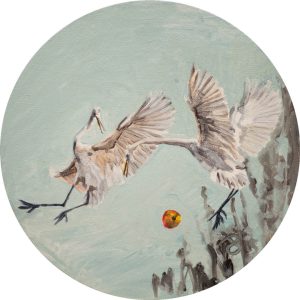 Le caviar vaut moins qu’une pomme ! II<br />20 cm de diamètre, huile sur toile 2022
Collection Particulière
