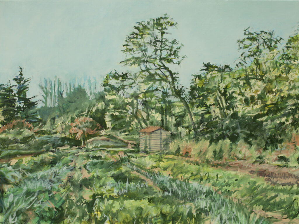 le potager 130 x 97 cm, huile sur toile 2025, collection particulière