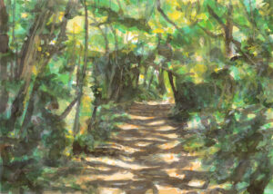 Cosmic door<br />2026 * Watercolor : papier arches 640 grs, 56 x 76 cm, format réel : 46,4 x 66,4 cm 